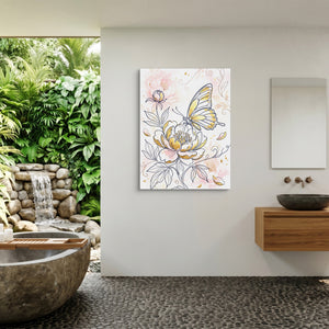 Butterfly Golden Peony — butterfly golden peony sq outdoor bathroom 1port flush print
