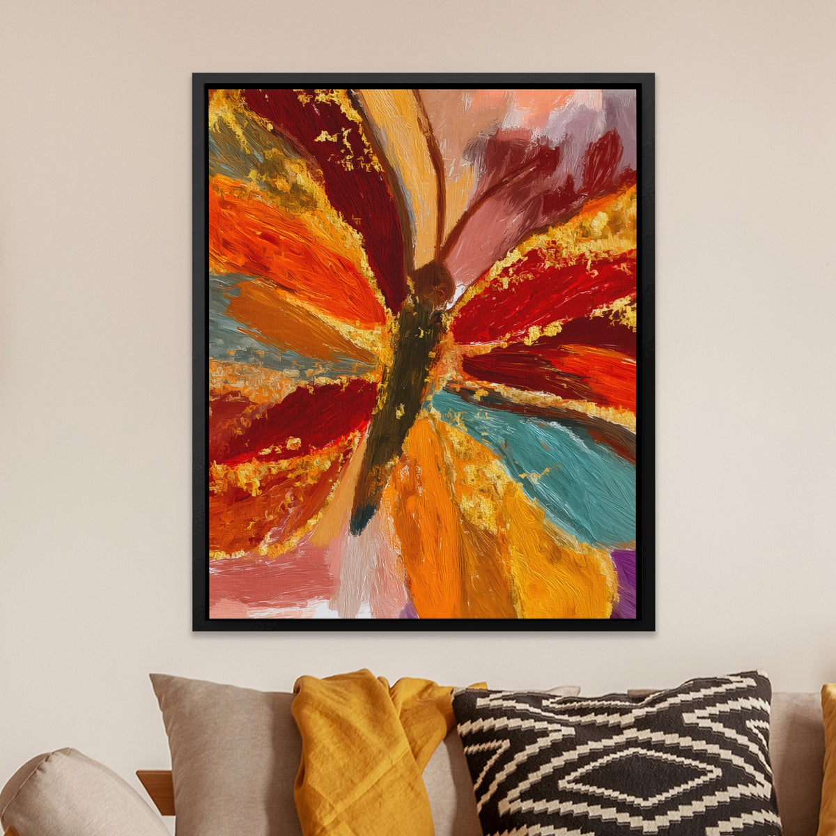 Butterfly Golden Symmetry — Butterfly Golden Symmetry Orange Room Zoom 223
