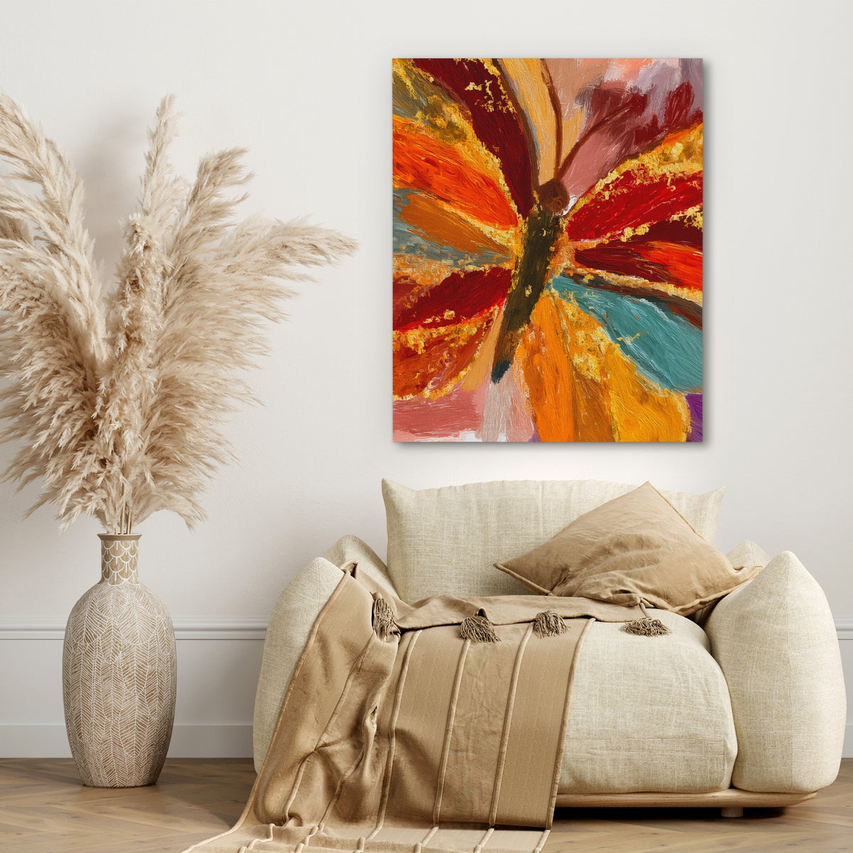 Butterfly Golden Symmetry — Butterfly Golden Symmetry beige couch 303