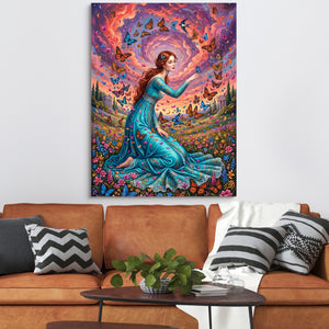 Butterfly Maiden — butterfly maiden sq orange couch 1port flush print