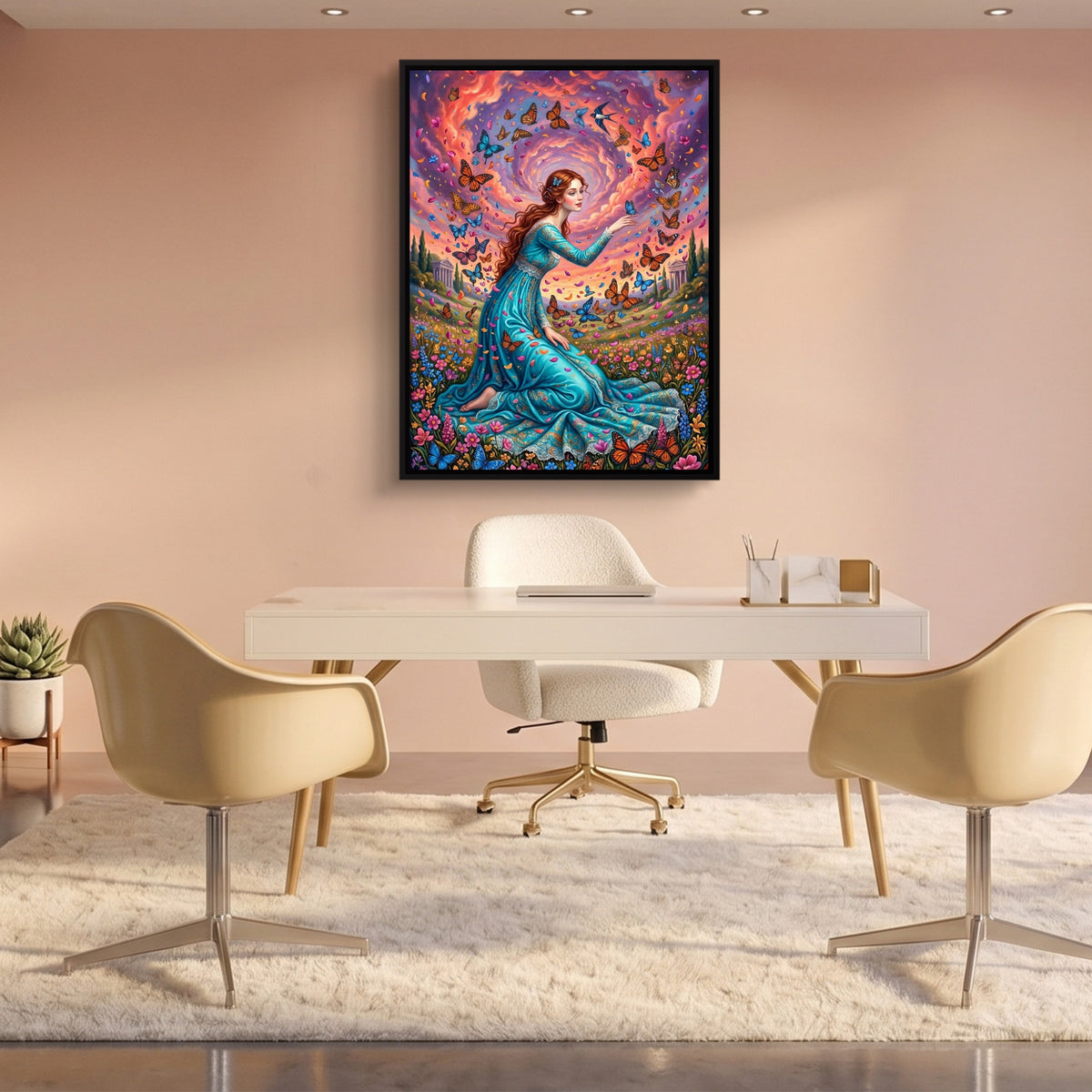 Butterfly Maiden — butterfly maiden sq pink office 1port framed black