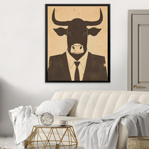 a picture of a bull wearing a suit and tie