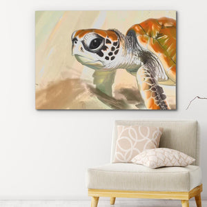 a painting of a turtle on a white wall