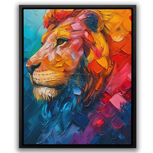 a painting of a lion on a wall