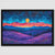 a painting of a sunset over a mountain range