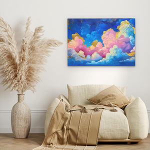 Pink and Blue Clouds Vibrant Cloudscape Wall Art - Luxury Wall Art 