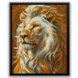 a painting of a lion with long hair