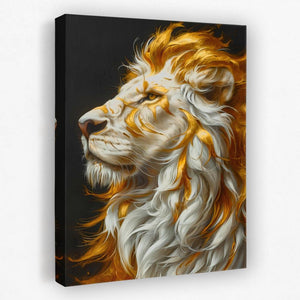 a painting of a white lion on a black background