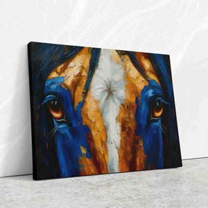 a painting of a horse's face on a wall