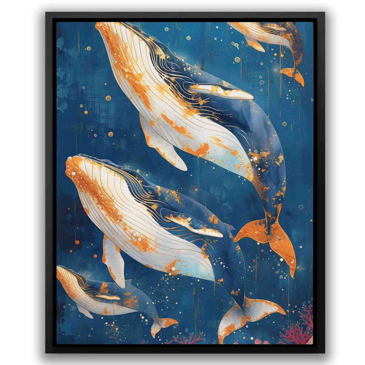 a painting of a group of fish swimming in the water