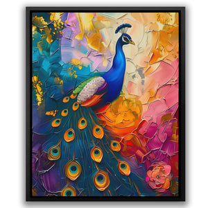 a painting of a peacock with colorful feathers