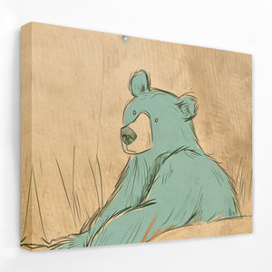 a drawing of a bear sitting in the grass