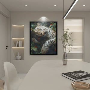 a painting of a white leopard in a white room