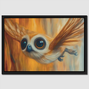 a painting of an owl with big eyes