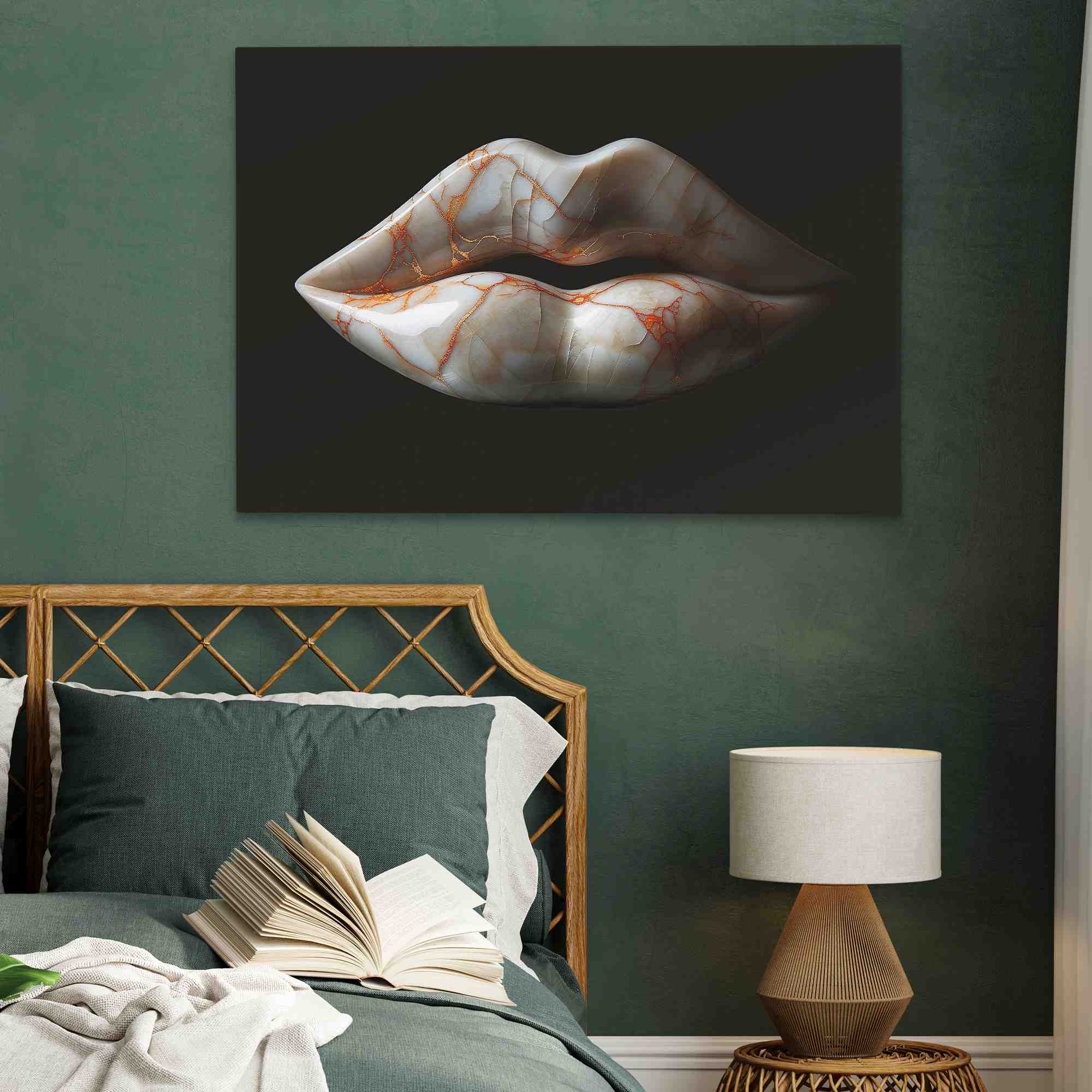 a painting of a woman's lips on a black background