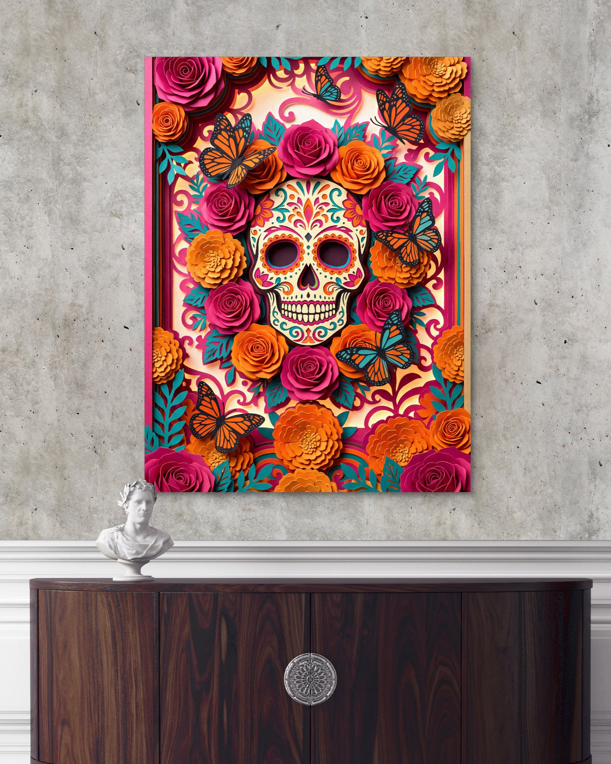 Calavera Marigold Monarchs — calavera marigold monarchs psd light cement dark console 1port flush print