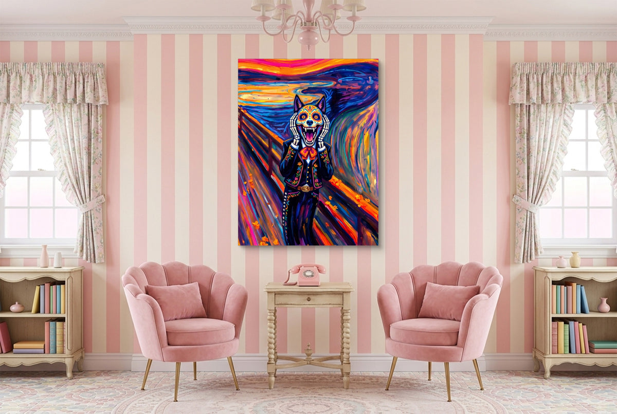 Calavera's Scream — calavera's scream pink living room interior 1port flush print