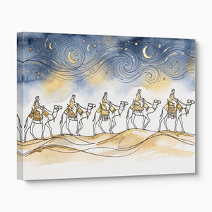 Camel Caravan Gold Line — camel caravan gold line angled flush print