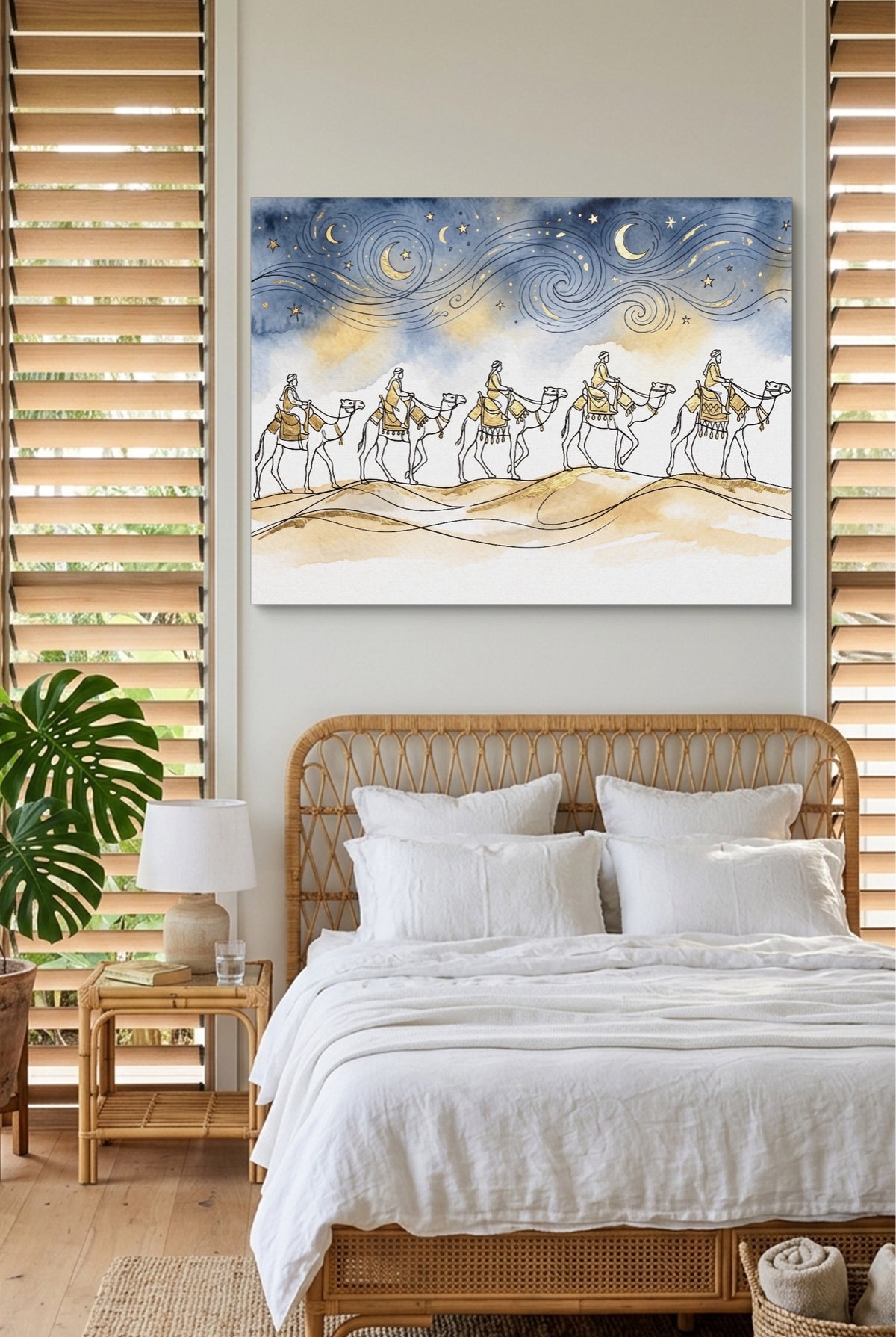 Camel Caravan Gold Line — camel caravan gold line p bedroom with window blinds 1land flush print