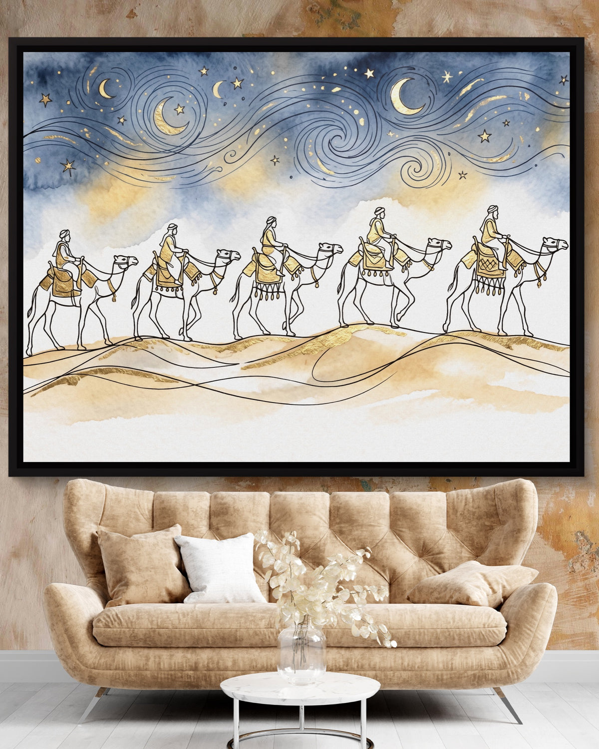 Camel Caravan Gold Line — camel caravan gold line psd clay beige nice couch 1land framed black