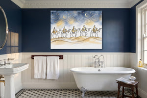 Camel Caravan Gold Line — camel caravan gold line small bathroom interior 2 1land flush print