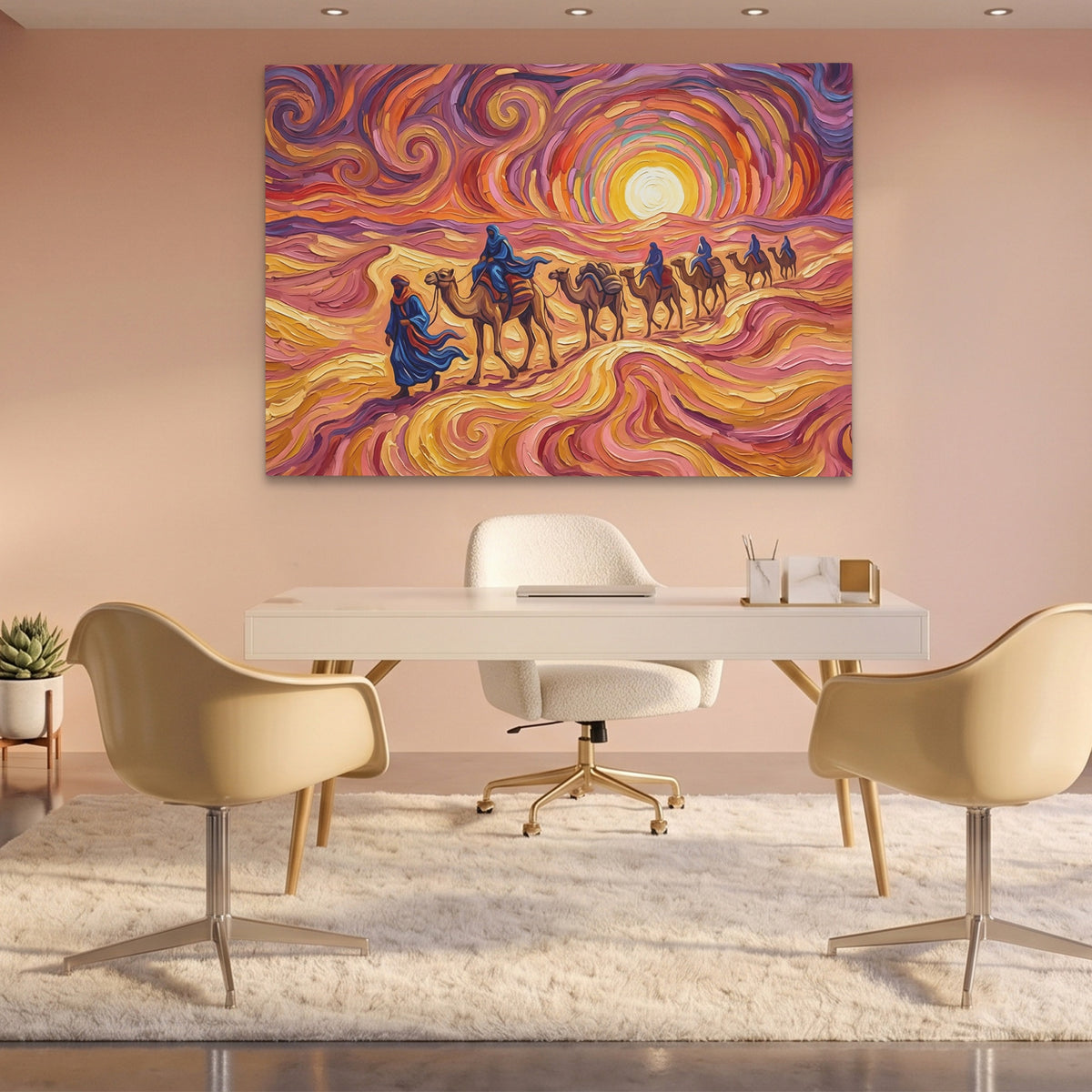 Camel Caravan Sunset — Camel Caravan Sunset Pink Office Land 139