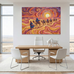 Camel Caravan Sunset — Camel Caravan Sunset White Bull Room Land 187