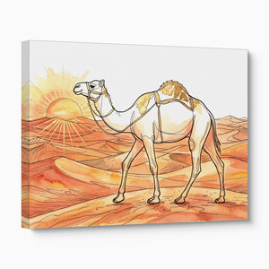 Camel Desert Sunset — camel desert sunset angled flush print
