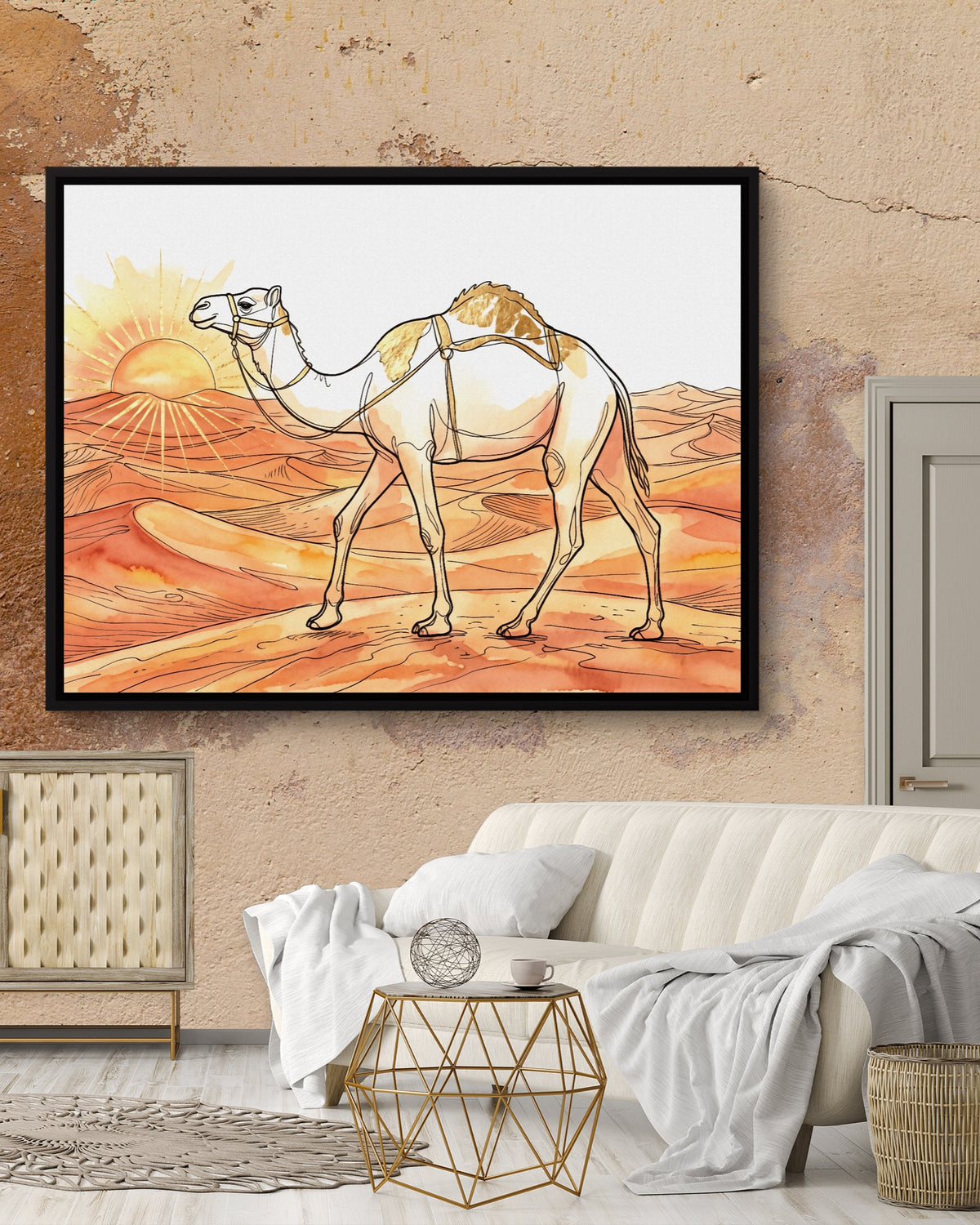 Camel Desert Sunset — camel desert sunset psd mocha luxury room 1land framed black