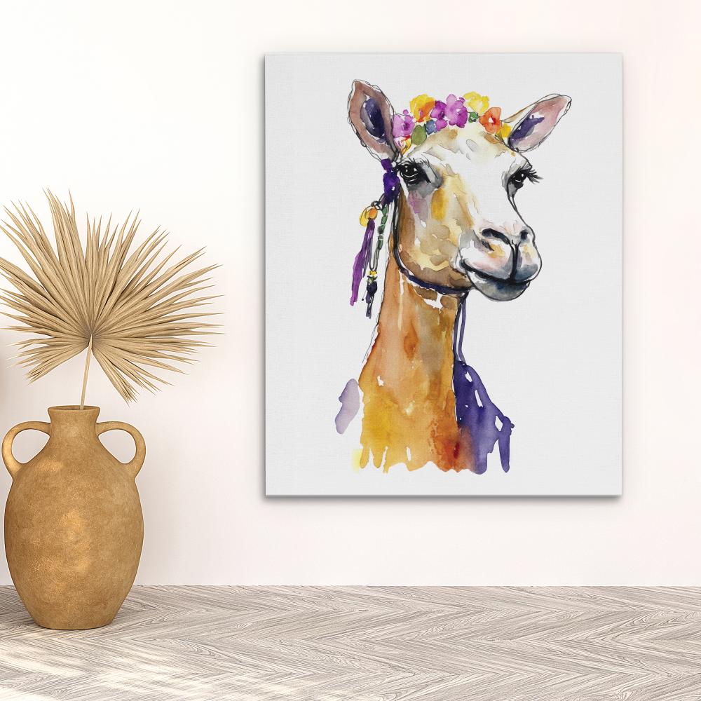 Camel With Flowers - Luxury Wall Art