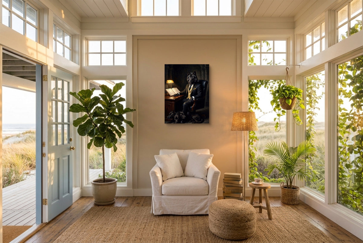 Canine Tribunal — canine tribunal living room with plants 1port flush print