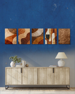 Brown Minimalist Abstract 5-Piece Set set mockup — canvas  PSD Royal Blue Console