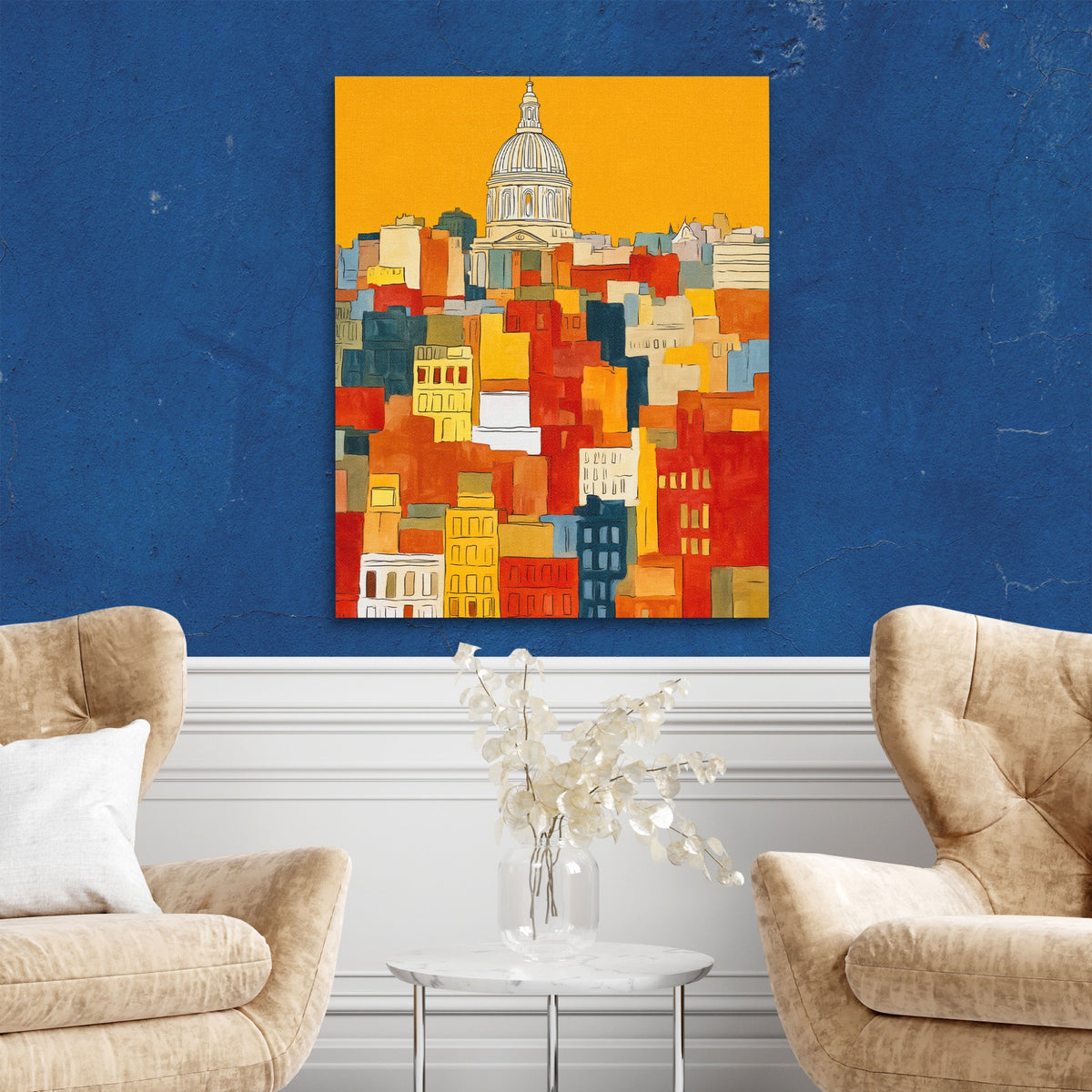 Capitol Dome Ochre — Capitol Dome Ochre Two Chairs Blue Walls2 284