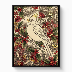 Cardinal Winter Berries — cardinal winter berries white studio framed black