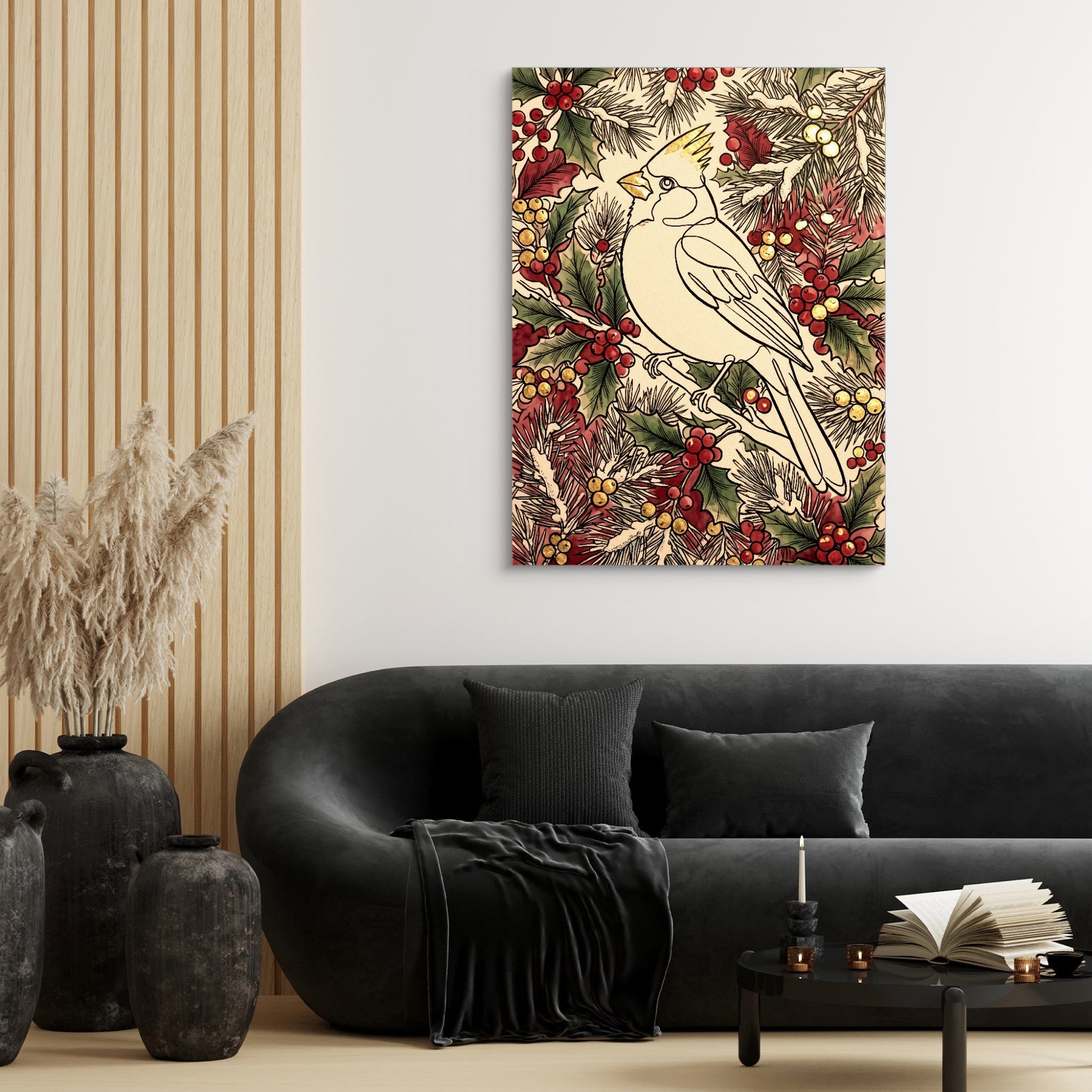 Cardinal Winter Berries — cardinal winter berries white studio framed black