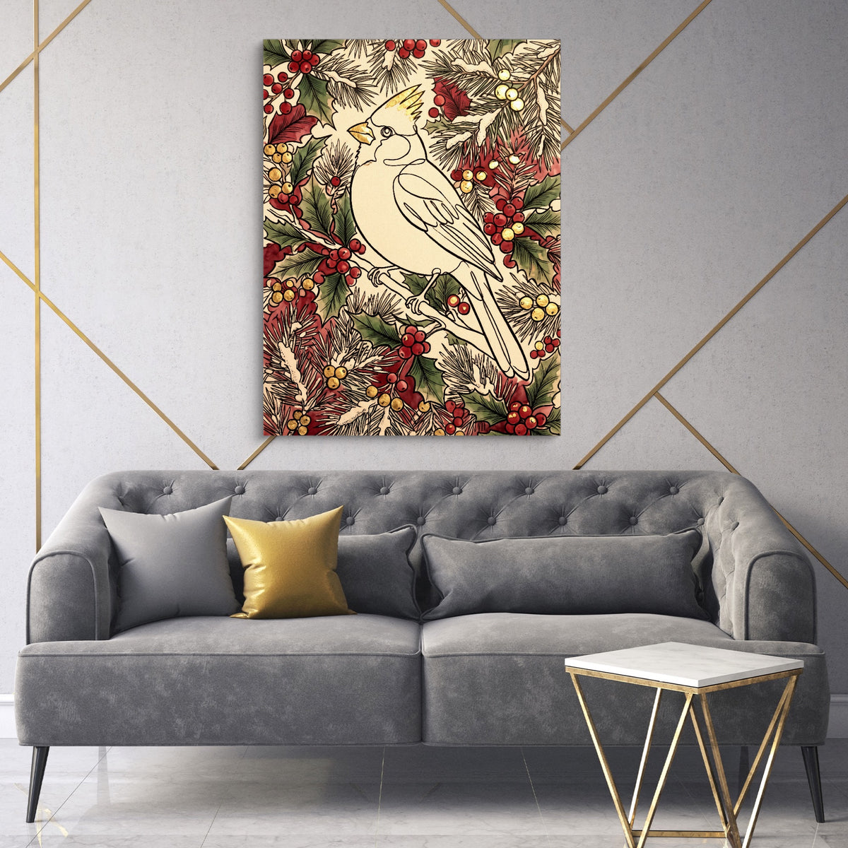 Cardinal Winter Berries — cardinal winter berries sq high fashion 1port flush print