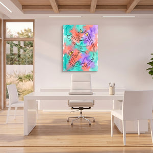 Cat Dreamy Watercolor — cat dreamy watercolor sq beach house office 1port flush print