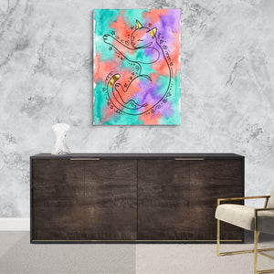 Cat Dreamy Watercolor — cat dreamy watercolor sq luxurious room granite wall 1port flush print