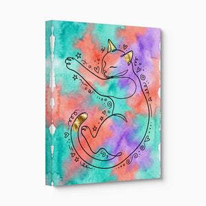 Cat Dreamy Watercolor — cat dreamy watercolor angled flush print