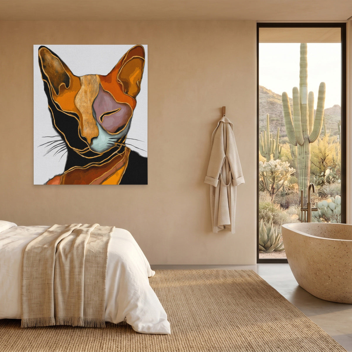 Cat Geometric Planes canvas wall art, room view