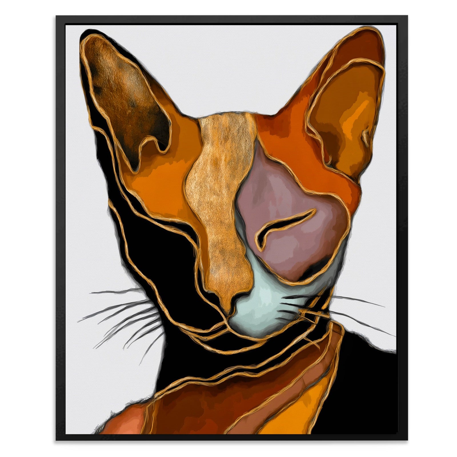 Cat Geometric Planes canvas wall art