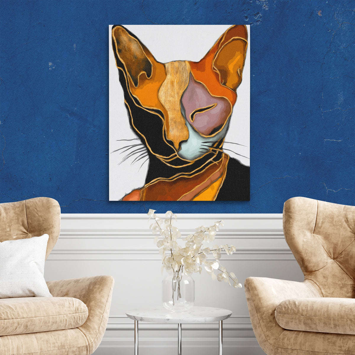 Cat Geometric Planes — Cat Geometric Planes Two Chairs Blue Walls2 285