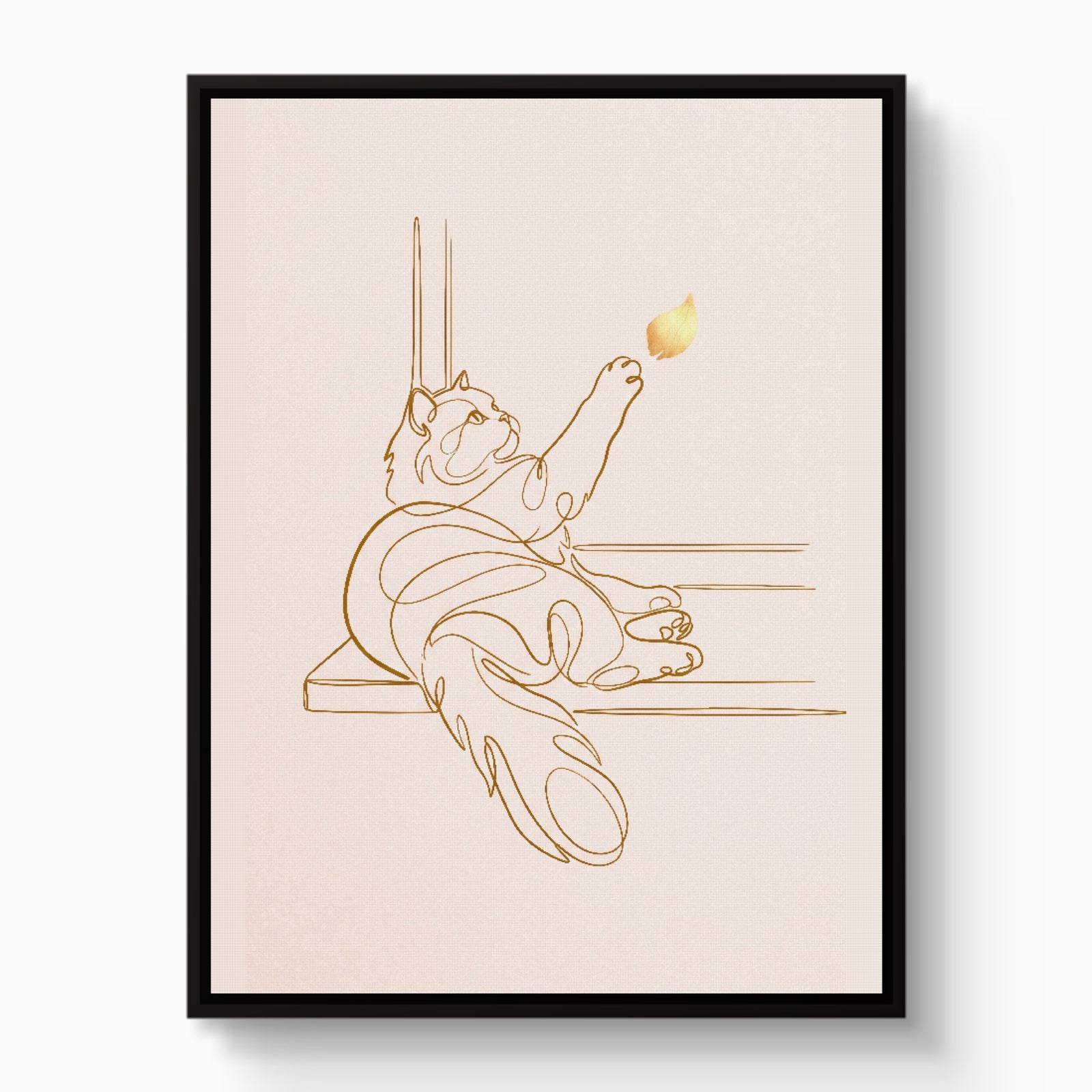Cat Golden Reach — cat golden reach white studio framed black