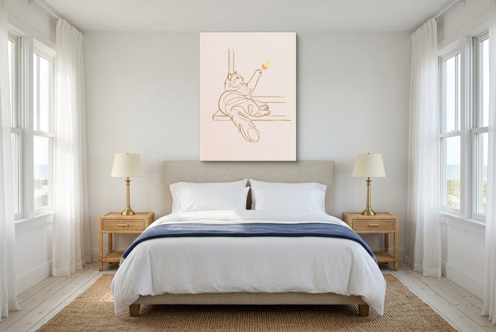 Cat Golden Reach — cat golden reach white studio framed black
