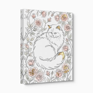 Cat Golden Roses — cat golden roses angled flush print