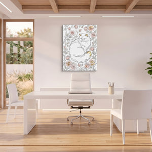 Cat Golden Roses — cat golden roses sq beach house office 1port flush print