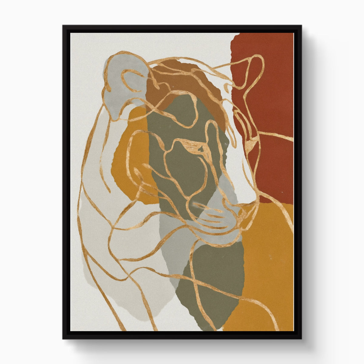 Cat Ochre Slumber — cat ochre slumber white studio framed black