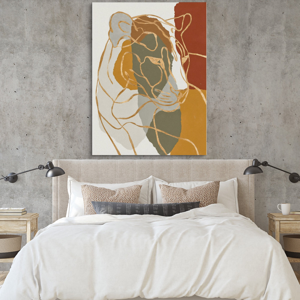 Cat Ochre Slumber — cat ochre slumber sq bedroom cement wall 1port flush print