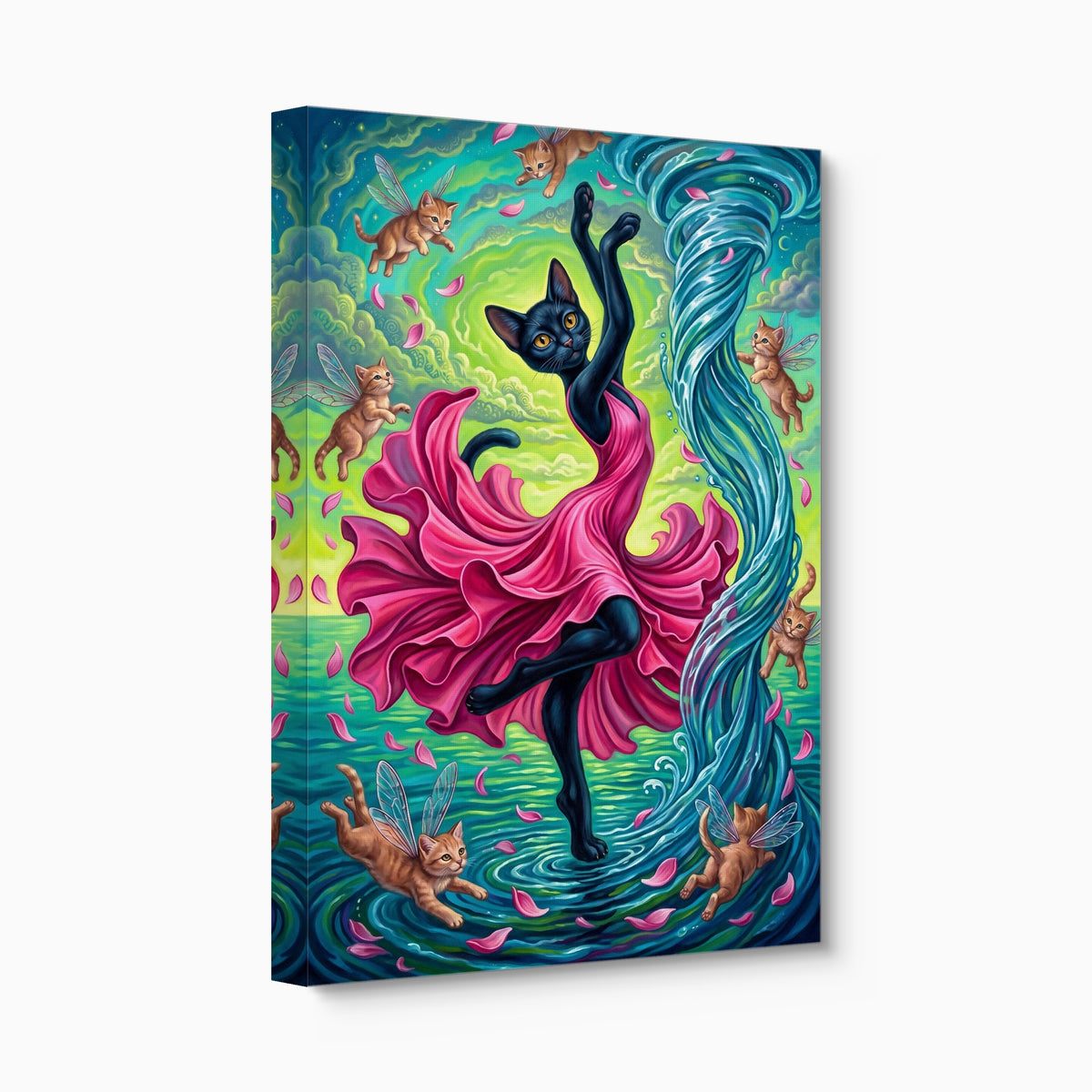 Cat's Water Dance — cat's water dance angled flush print