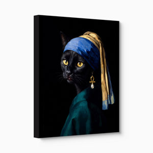 Cat with a Pearl Earring — cat with a pearl earring angled flush print
